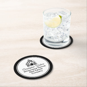 Elegant Real Estate Company Customised Realtor Round Paper Coaster