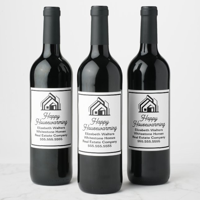 Elegant Real Estate Company Customised Realtor Wine Label (Bottles)