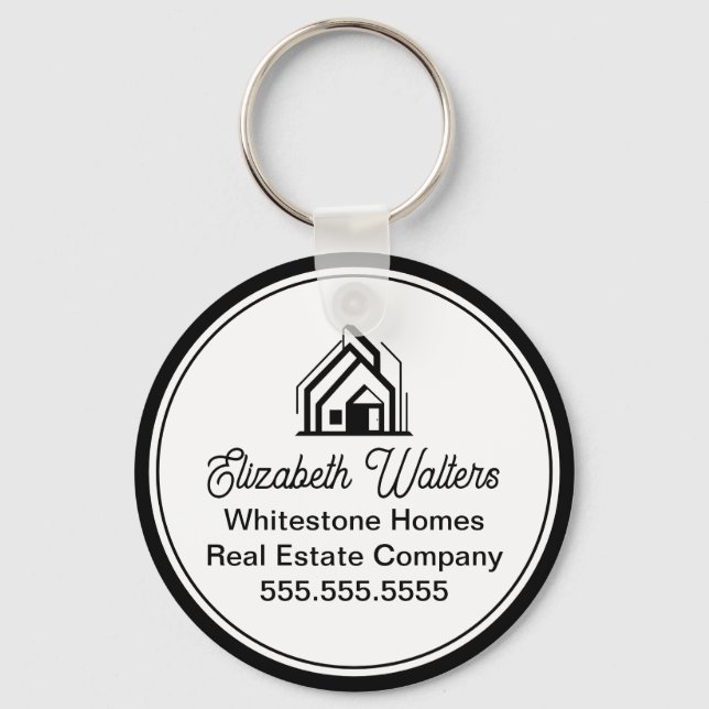 Elegant Real Estate Company Customized Realtor Key Ring (Front)