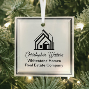 Elegant Real Estate Company Logo Custom Realtor Glass Tree Decoration