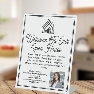 Elegant Real Estate Company Open House Welcome Pedestal Sign