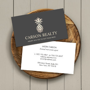Elegant Real Estate Pineapple Logo Business Card