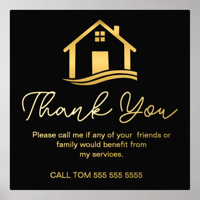 Elegant Real Estate Referral Thank You  Foil Prints (Front)
