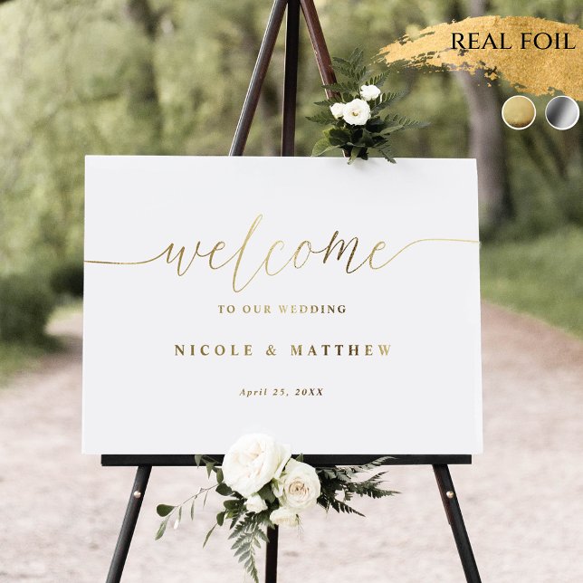 Elegant Real Foil Wedding Welcome Sign (Creator Uploaded)