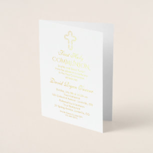 Elegant Real Gold Foil Boy First Holy Communion Foil Card