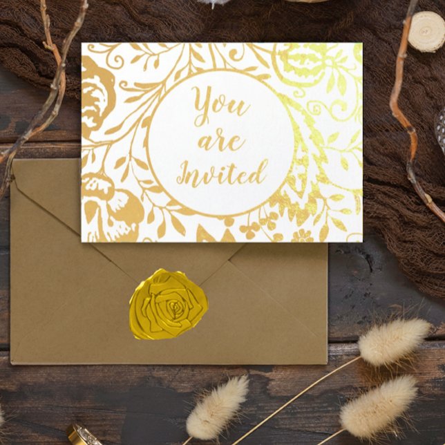 Elegant Real Gold Foil Floral Wedding Invitations (Creator Uploaded)