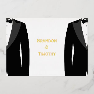 Elegant Real Gold Foil Gay Wedding RSVP Cards