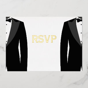 Elegant Real Gold Foil Gay Wedding RSVP Cards