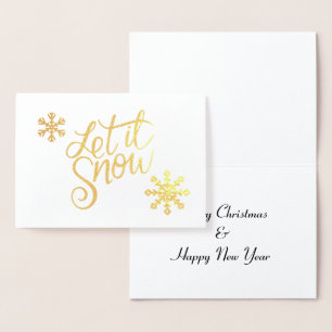 elegant real gold foil Let it Snow Christmas Card