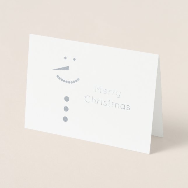 elegant real gold foil Merry Christmas snowman Foil Card (Front)