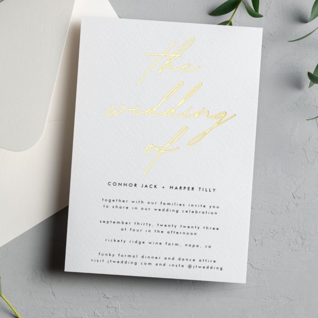 Elegant Real Gold Modern Wedding Foil Invitation (Creator Uploaded)