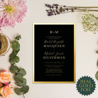 Elegant Real Gold Thick Border Black Wedding