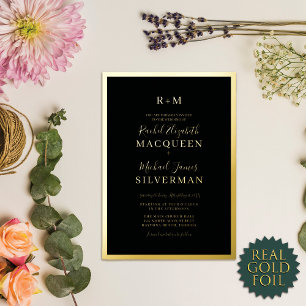 Elegant Real Gold Thick Border Black Wedding