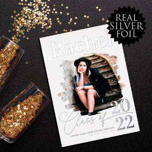 Elegant Real Silver Typography Class of Graduation