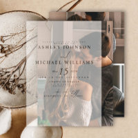 Elegant Real Vellum Overlay Modern 3 Photo Wedding