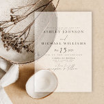 Elegant Real Vellum Overlay Modern Script Wedding Vellum Invitations<br><div class="desc">Elegant Real Vellum Overlay Modern Script Wedding Vellum Invitation - Customisable two-piece design (sold separately) Some love stories are meant to be whispered, unfolding in soft, delicate layers—just like this vellum wedding invitation. The translucent overlay allows for an elevated, tactile experience, adding depth and intrigue to your wedding suite. The...</div>