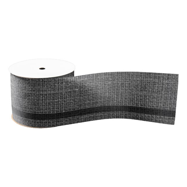      Elegant Realistic Burlap Rustic Grey Charcoal Grosgrain Ribbon (Spool)