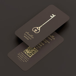 Elegant Realtor Key Real Estate Broker Branding Business Card