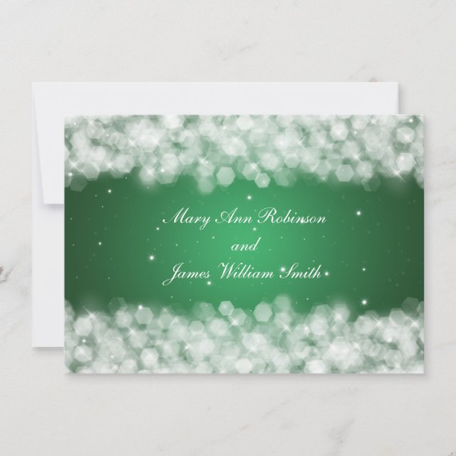 Elegant Reception Party Sparkle Emerald Green Invitation (Front)