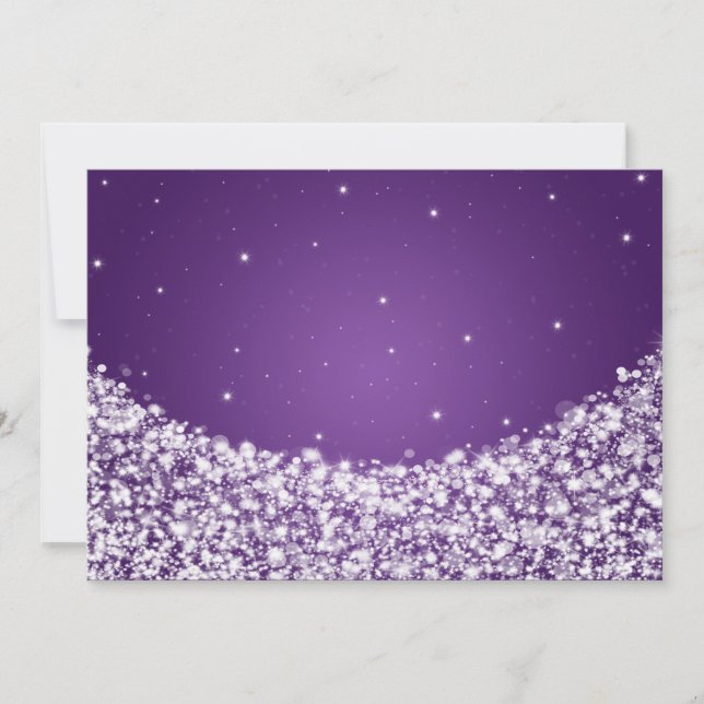 Elegant Reception Star Sparkle Purple Invitation (Front)