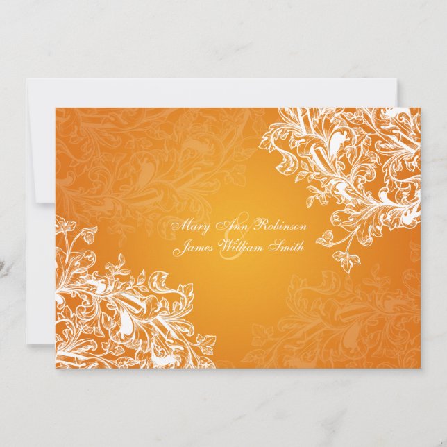 Elegant  Reception Star Vintage Swirls Orange Invitation (Front)