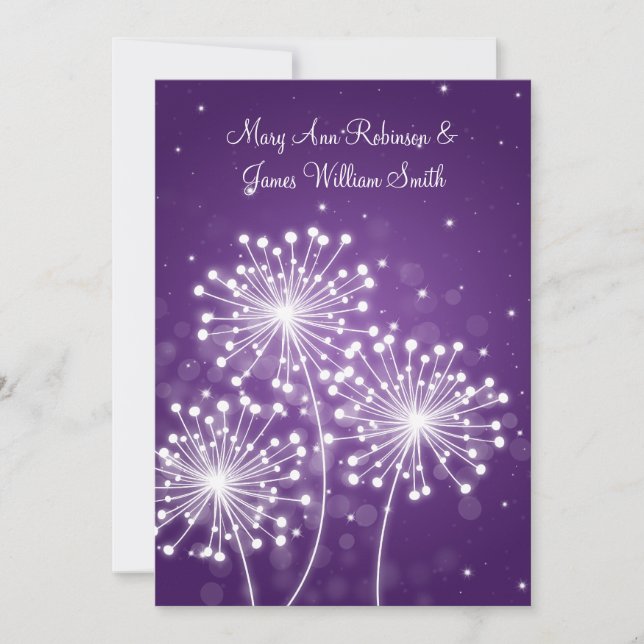 Elegant  Reception Summer Sparkle Purple Invitation (Front)