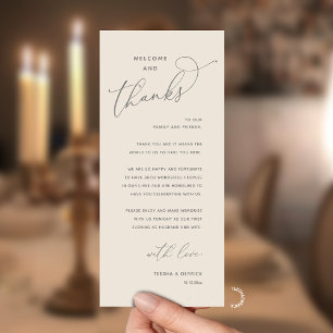 Elegant Reception "Welcome and Thanks" Guest Card