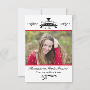Elegant Red - 3x5 Graduation Invitation