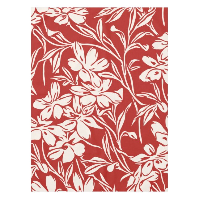 Elegant Red Abstract Floral Illustration Pattern Tablecloth (Front)