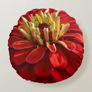 Elegant red abstract floral watercolor painting round cushion