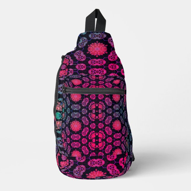 Elegant Red Abstract Geometric Backround  Sling Bag (Front)