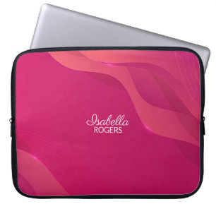 Elegant Red Abstract Waves with Customisation Laptop Sleeve