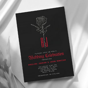 Elegant Red and Black Gothic Wedding Invitation
