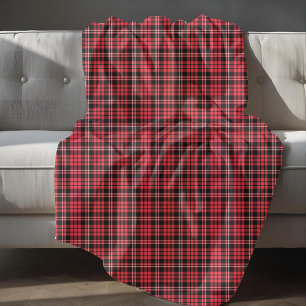 Elegant Red And Black Plaid Checked Pattern Fleece Blanket