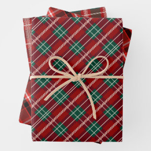 Elegant Red and Black Plaid Pattern Wrapping Paper Sheet