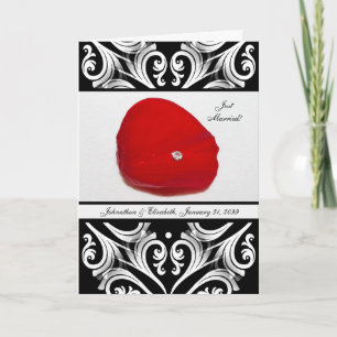 Elegant Red and Black Rose Wedding Announcement