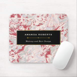 Elegant Red and Black Watercolor Mouse Pad