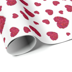Elegant Red And Dark Pink Floral Roses Pattern Wrapping Paper