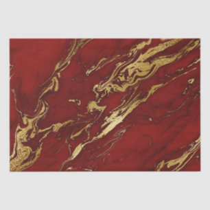 Elegant Red and Gold Autumn Fall Marble Stone Tissue Paper