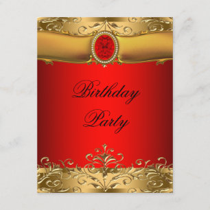 Elegant Red and Gold Birthday Party Invitation