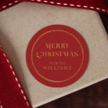 Elegant Red and Gold Christmas Classic Round Sticker<br><div class="desc">Elegant simple red and gold custom Christmas stickers.</div>