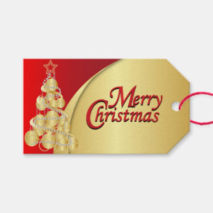 Elegant Red and Gold Christmas Gift Tags