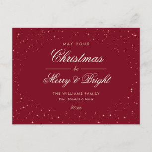 Elegant Red and Gold Christmas Holiday Postcard