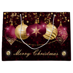 Elegant Red and Gold Christmas Ornament Large Gift Bag