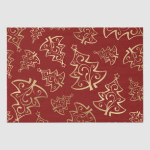 Elegant Red and Gold Faux Foil Christmas Tree Tissue Paper