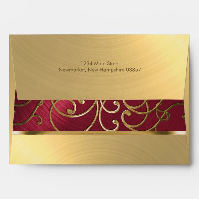 Elegant Red and Gold Filigree Envelopes (Back (Top Flap))