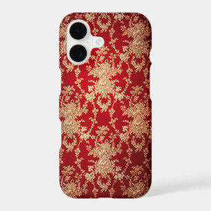 Elegant Red and Gold Floral Damask