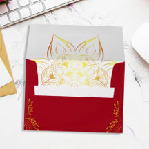 Elegant Red and Gold Floral Return Address