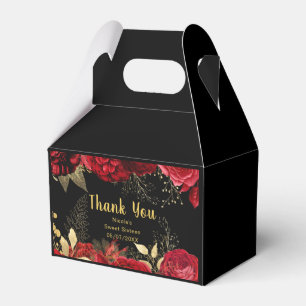 Elegant Red and Gold Flowers Sweet Sixteen Favour Box