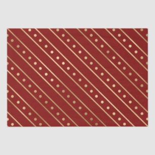 Elegant Red and Gold Foil Christmas Stripes & Dots Tissue Paper